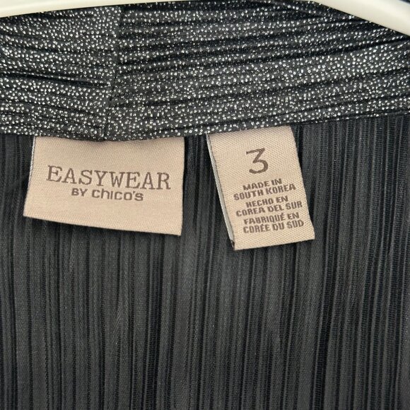 Chicos Easywear Women Silver Metallic Open-Front Cardigan Size 3 Stretch fabric - Picture 16 of 16